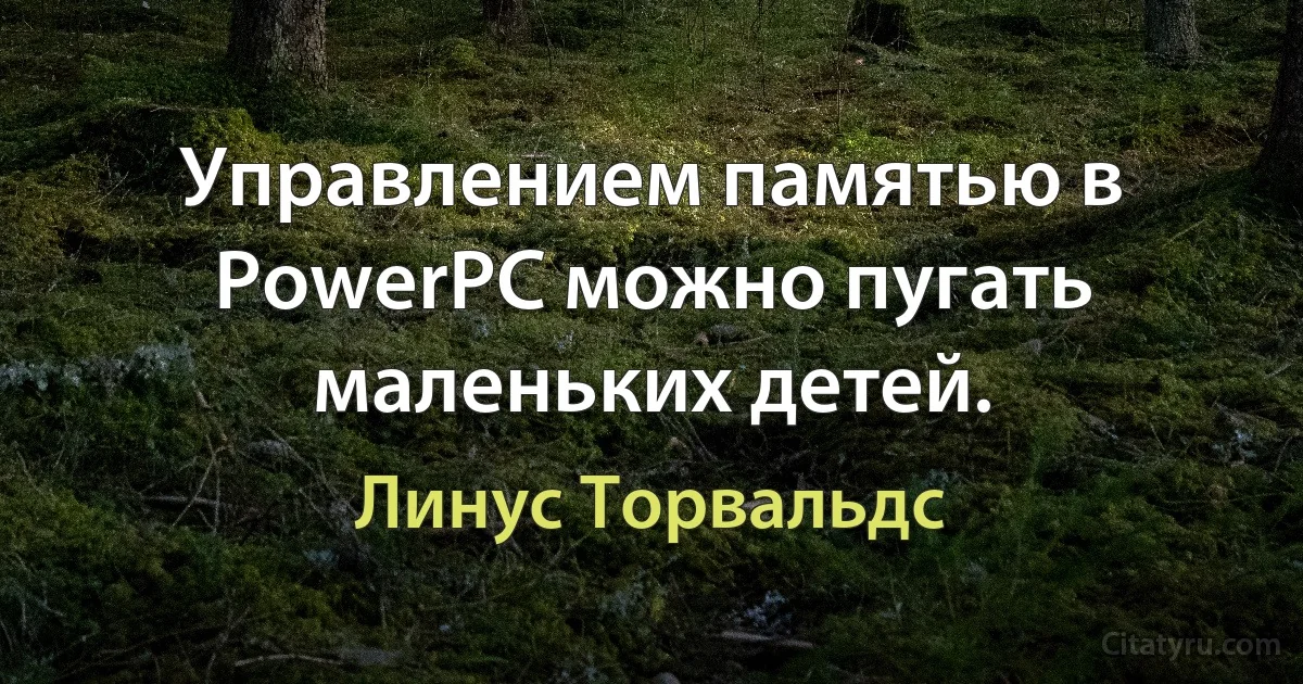 Управлением памятью в PowerPC можно пугать маленьких детей. (Линус Торвальдс)