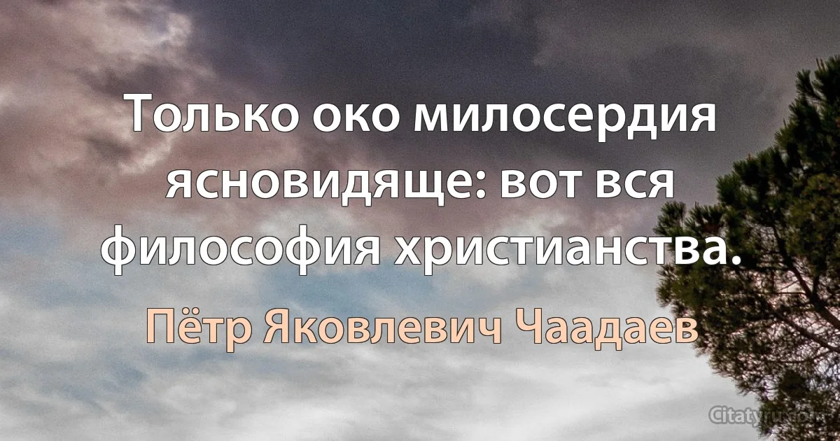 Только око милосердия ясновидяще: вот вся философия христианства. (Пётр Яковлевич Чаадаев)