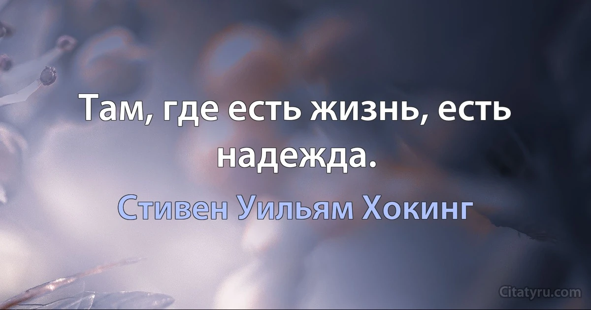 Там, где есть жизнь, есть надежда. (Стивен Уильям Хокинг)