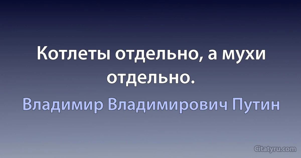 Котлеты отдельно, а мухи отдельно. (Владимир Владимирович Путин)