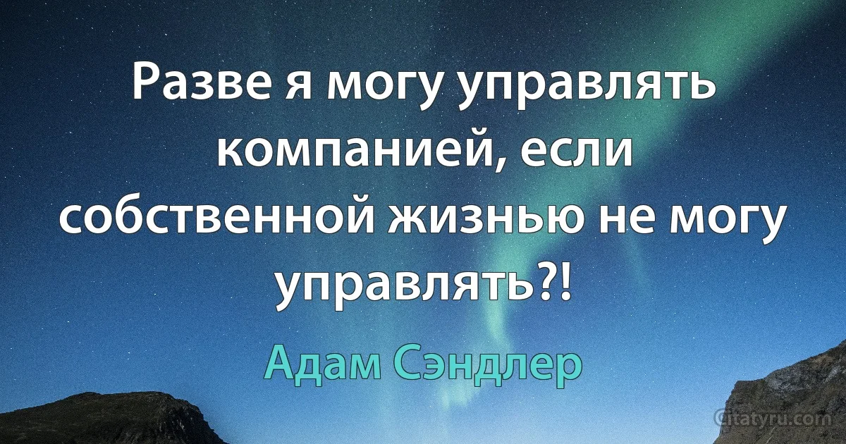 Разве я могу управлять компанией, если собственной жизнью не могу управлять?! (Адам Сэндлер)