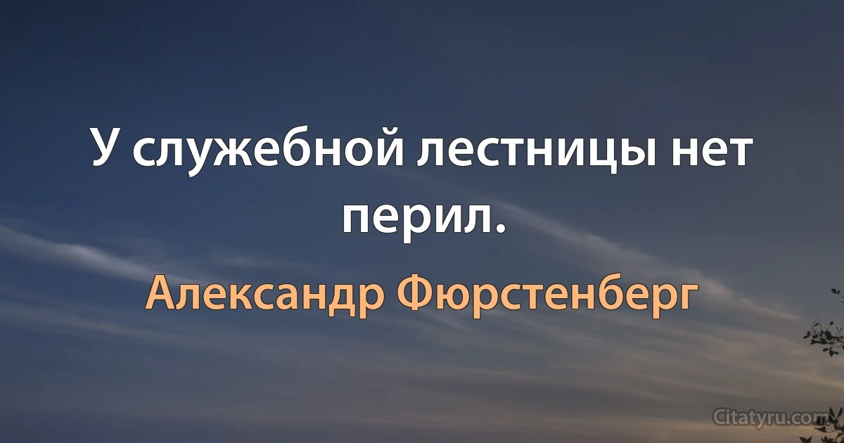 У служебной лестницы нет перил. (Александр Фюрстенберг)