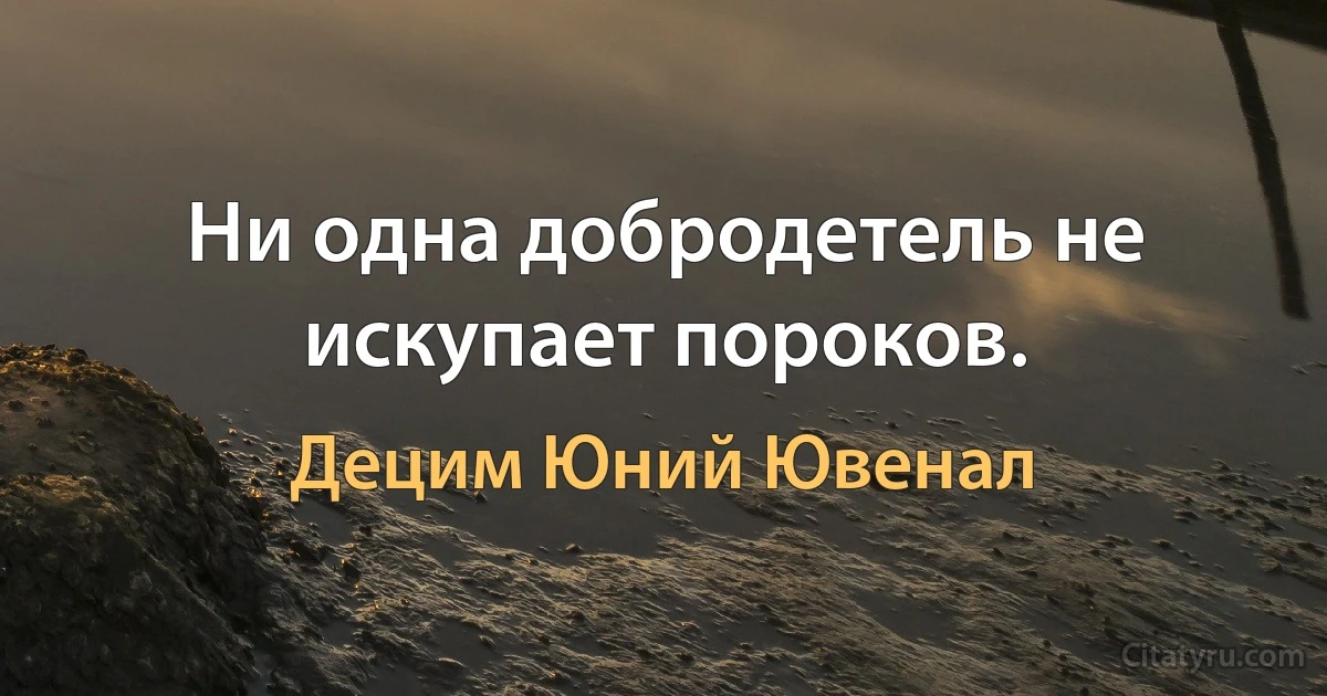 Ни одна добродетель не искупает пороков. (Децим Юний Ювенал)