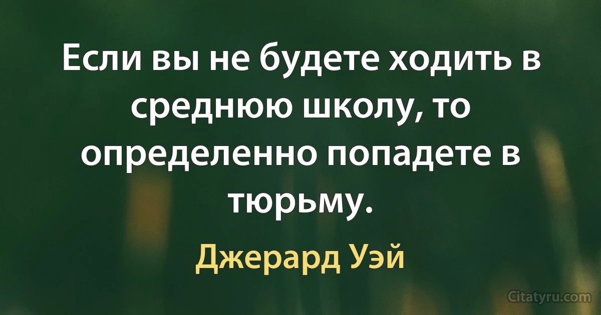 Если вы не будете ходить в среднюю школу, то определенно попадете в тюрьму. (Джерард Уэй)