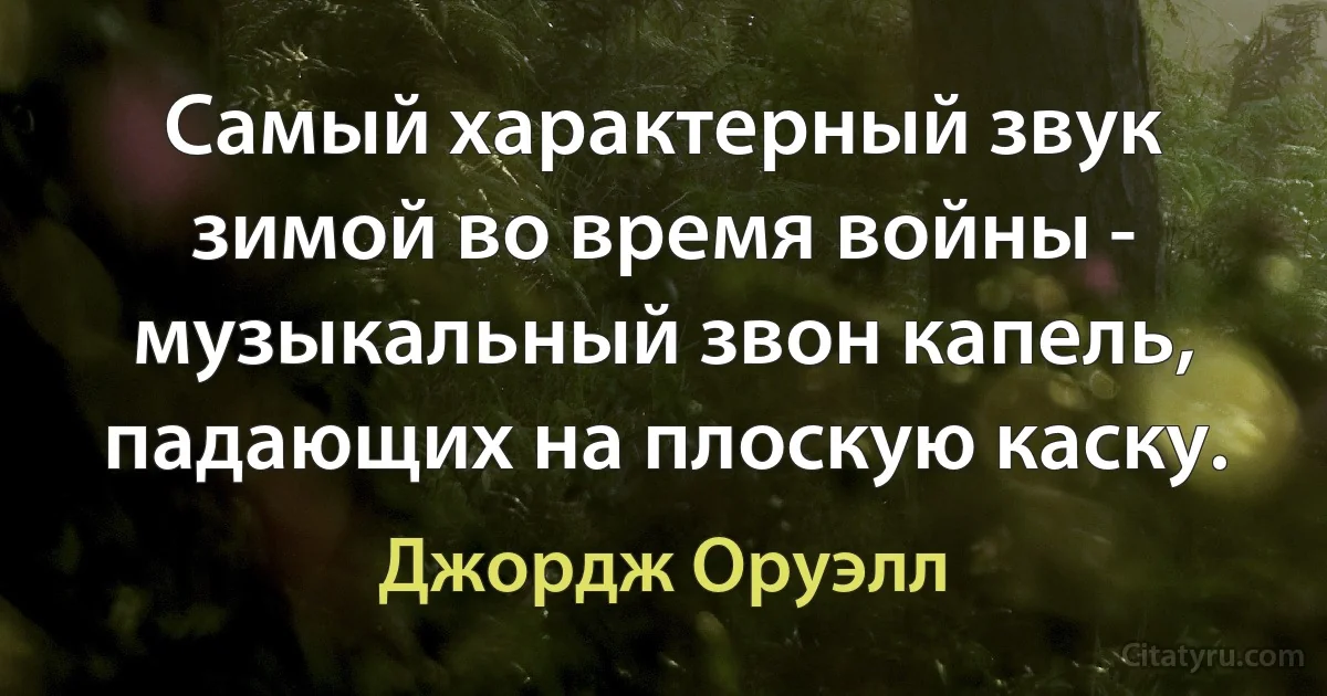 Самый характерный звук зимой во время войны - музыкальный звон капель, падающих на плоскую каску. (Джордж Оруэлл)