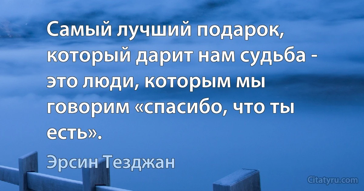 Самый лучший подарок, который дарит нам судьба - это люди, которым мы говорим «спасибо, что ты есть». (Эрсин Тезджан)