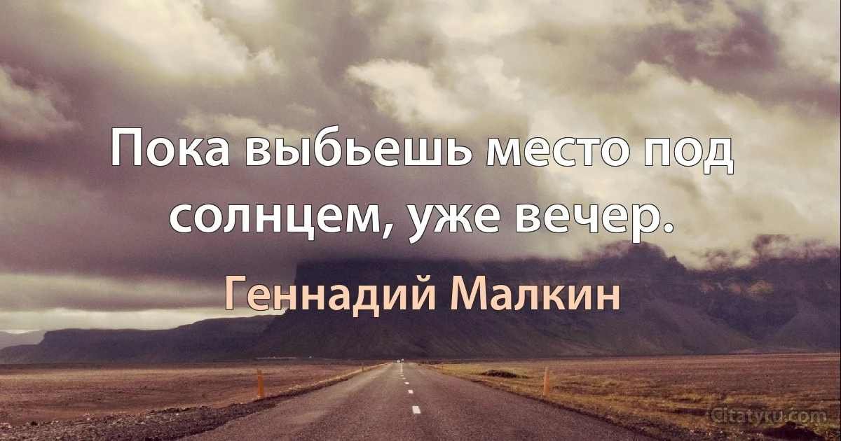 Пока выбьешь место под солнцем, уже вечер. (Геннадий Малкин)