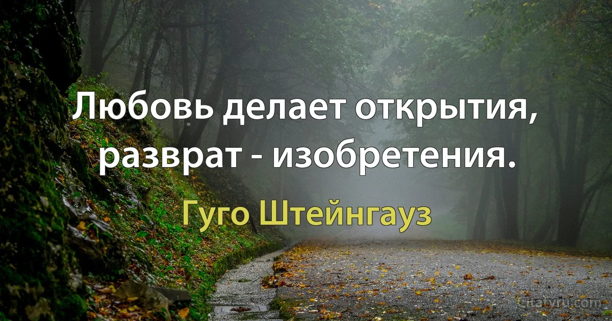 Любовь делает открытия, разврат - изобретения. (Гуго Штейнгауз)