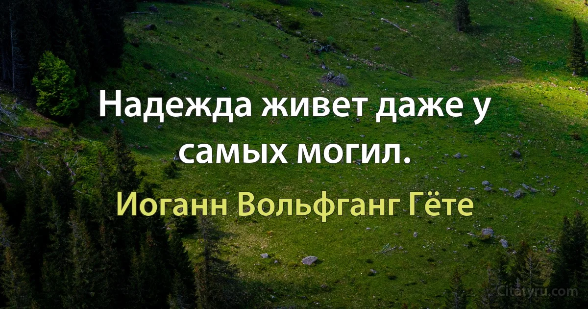 Надежда живет даже у самых могил. (Иоганн Вольфганг Гёте)