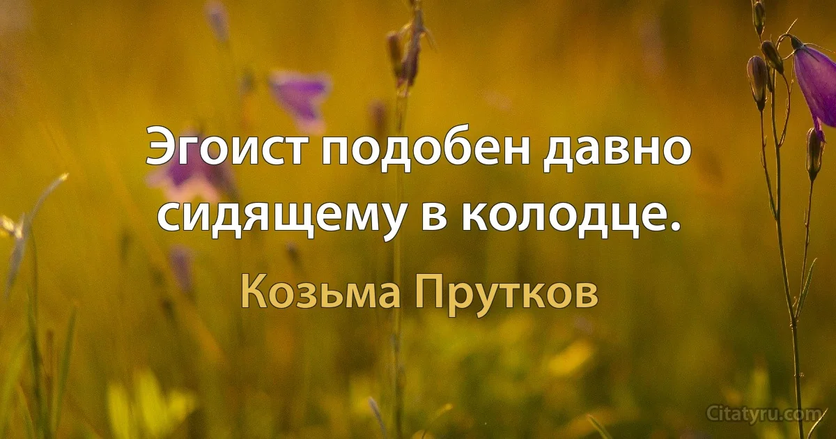 Эгоист подобен давно сидящему в колодце. (Козьма Прутков)