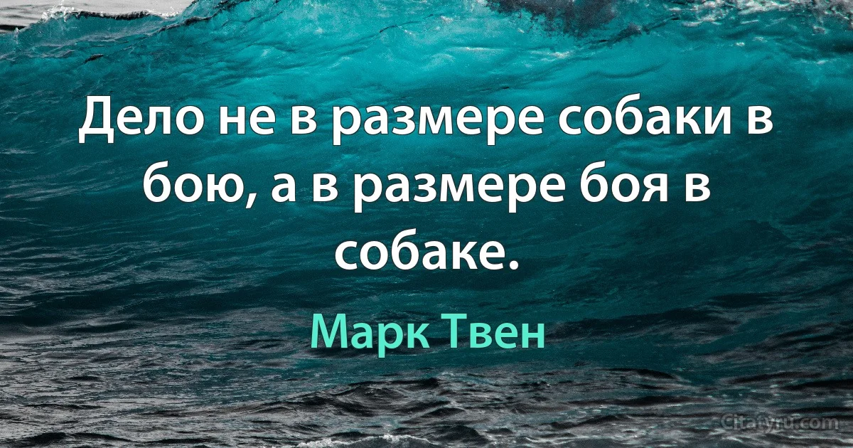 Дело не в размере собаки в бою, а в размере боя в собаке. (Марк Твен)