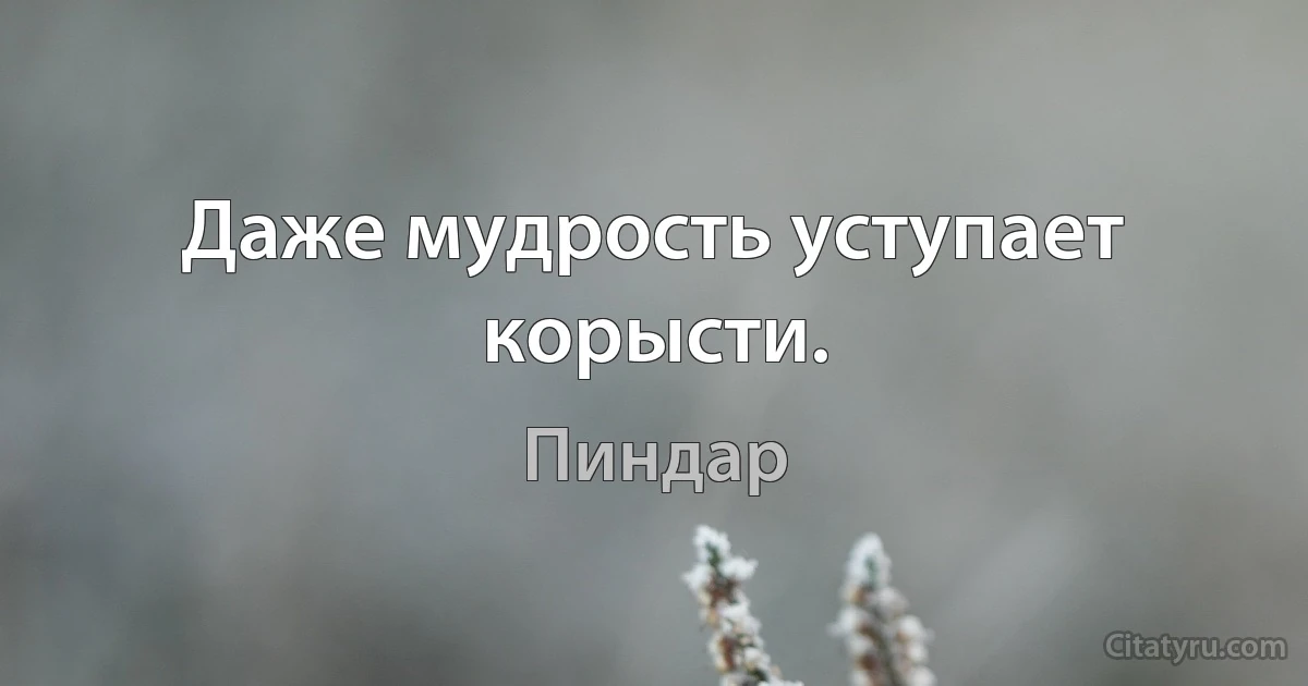 Даже мудрость уступает корысти. (Пиндар)