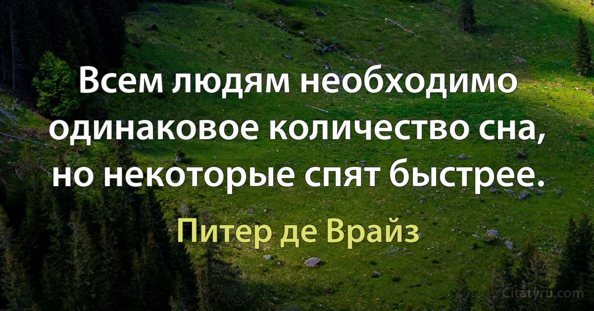 Всем людям необходимо одинаковое количество сна, но некоторые спят быстрее. (Питер де Врайз)