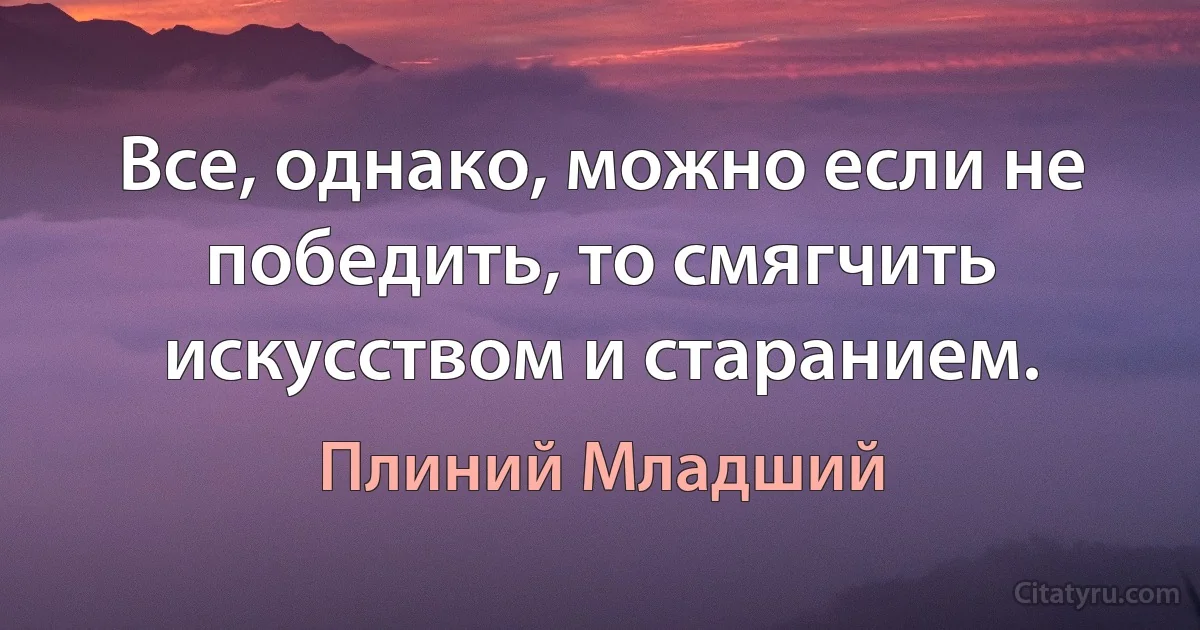 Все, однако, можно если не победить, то смягчить искусством и старанием. (Плиний Младший)