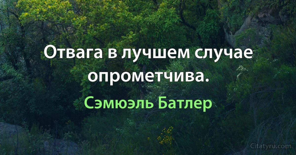 Отвага в лучшем случае опрометчива. (Сэмюэль Батлер)