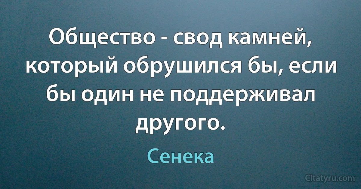 Общество - свод камней, который обрушился бы, если бы один не поддерживал другого. (Сенека)