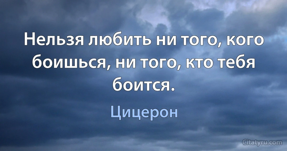 Нельзя любить ни того, кого боишься, ни того, кто тебя боится. (Цицерон)