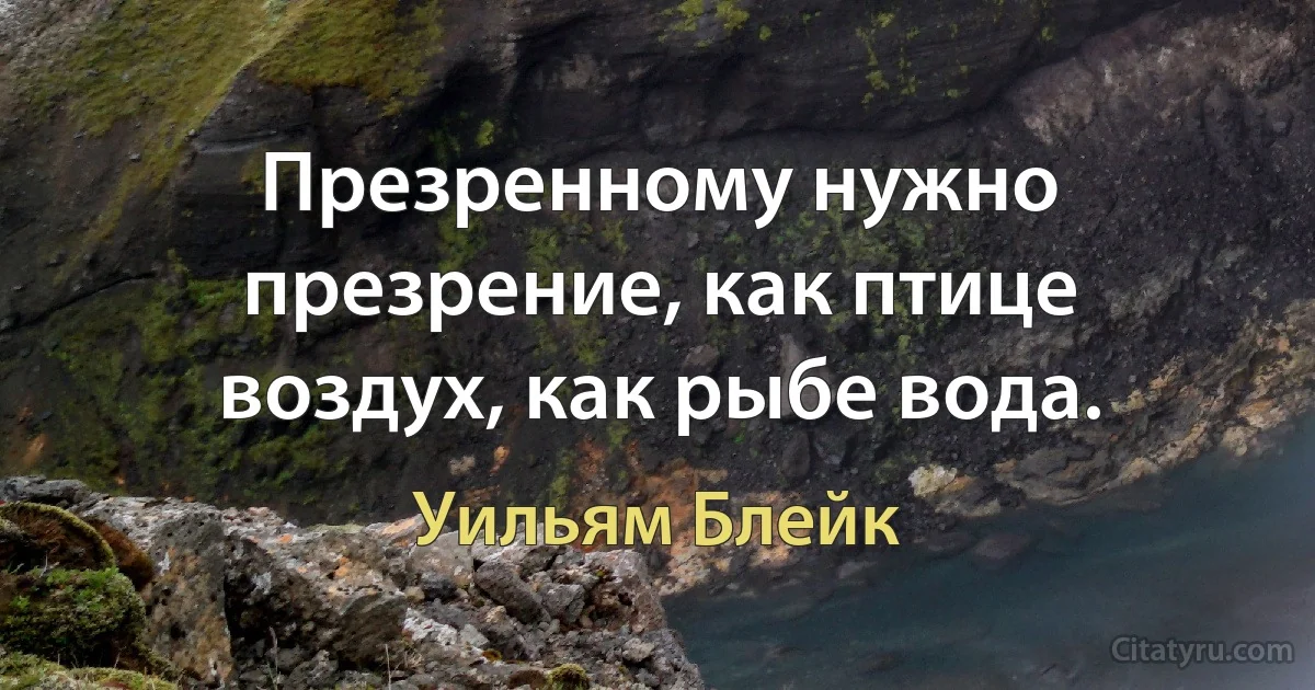 Презренному нужно презрение, как птице воздух, как рыбе вода. (Уильям Блейк)