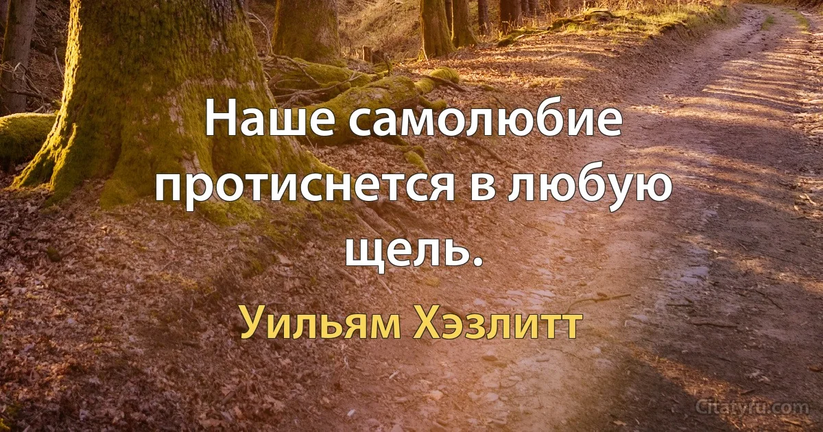 Наше самолюбие протиснется в любую щель. (Уильям Хэзлитт)