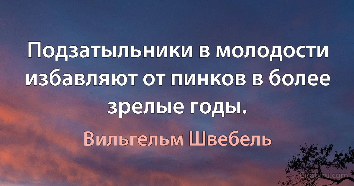 Подзатыльники в молодости избавляют от пинков в более зрелые годы. (Вильгельм Швебель)