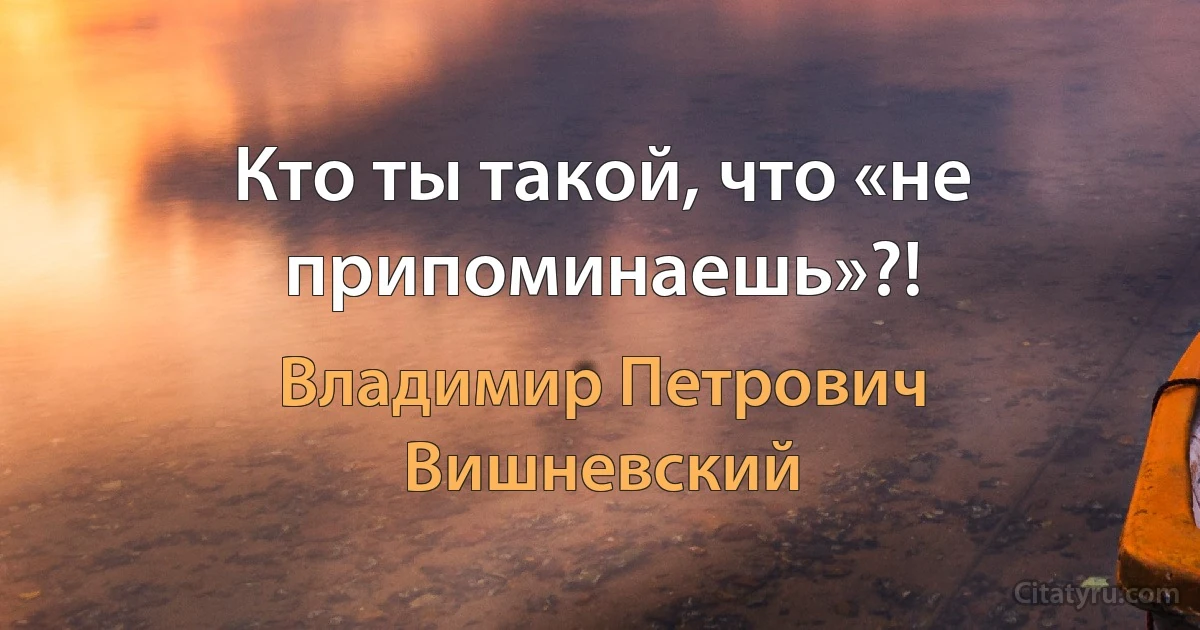 Кто ты такой, что «не припоминаешь»?! (Владимир Петрович Вишневский)