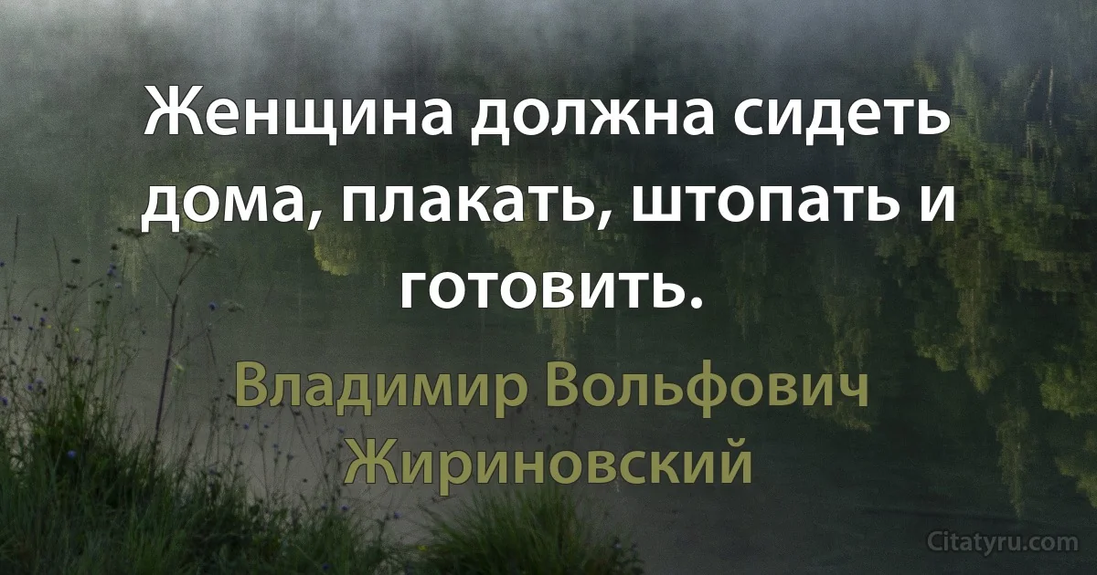 Женщина должна сидеть дома, плакать, штопать и готовить. (Владимир Вольфович Жириновский)