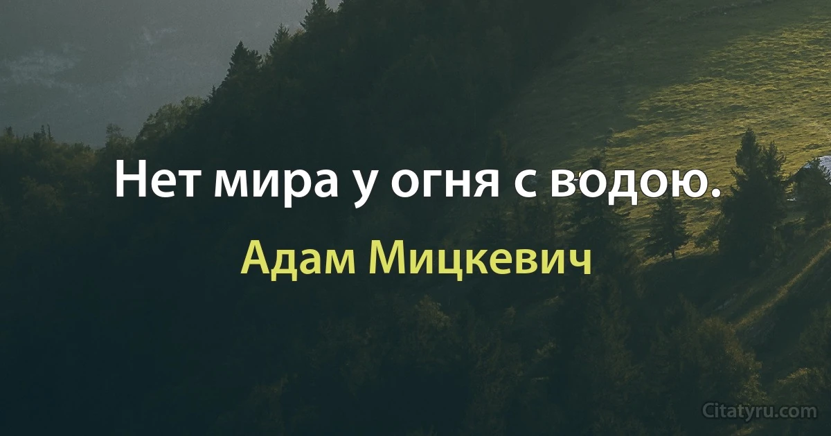 Нет мира у огня с водою. (Адам Мицкевич)