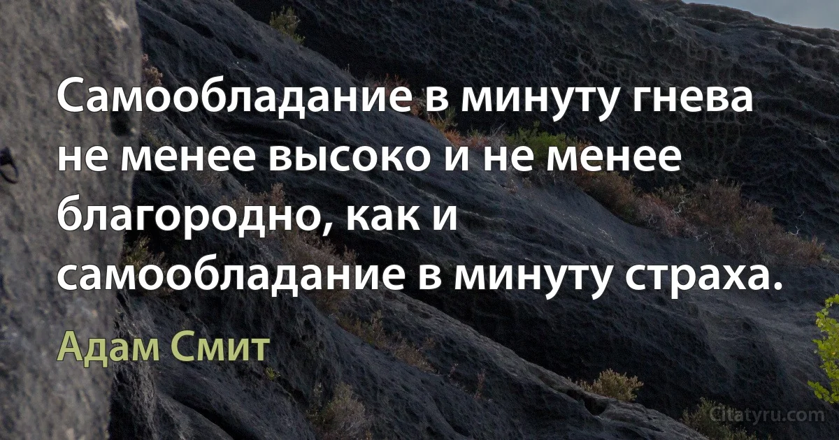 Самообладание в минуту гнева не менее высоко и не менее благородно, как и самообладание в минуту страха. (Адам Смит)