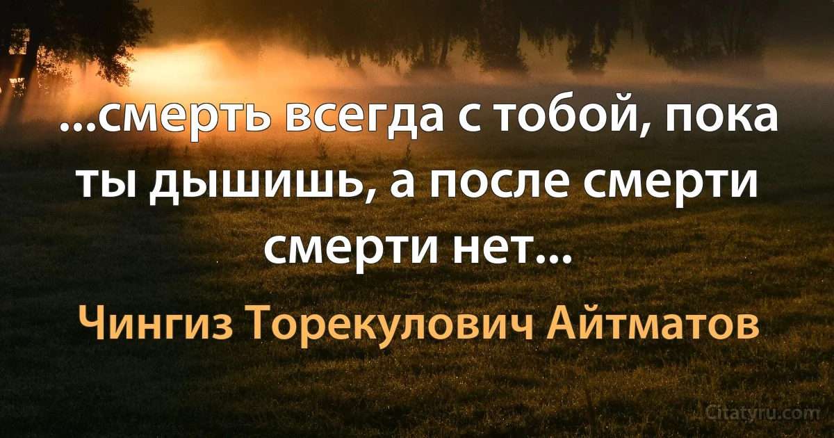 ...смерть всегда с тобой, пока ты дышишь, а после смерти смерти нет... (Чингиз Торекулович Айтматов)