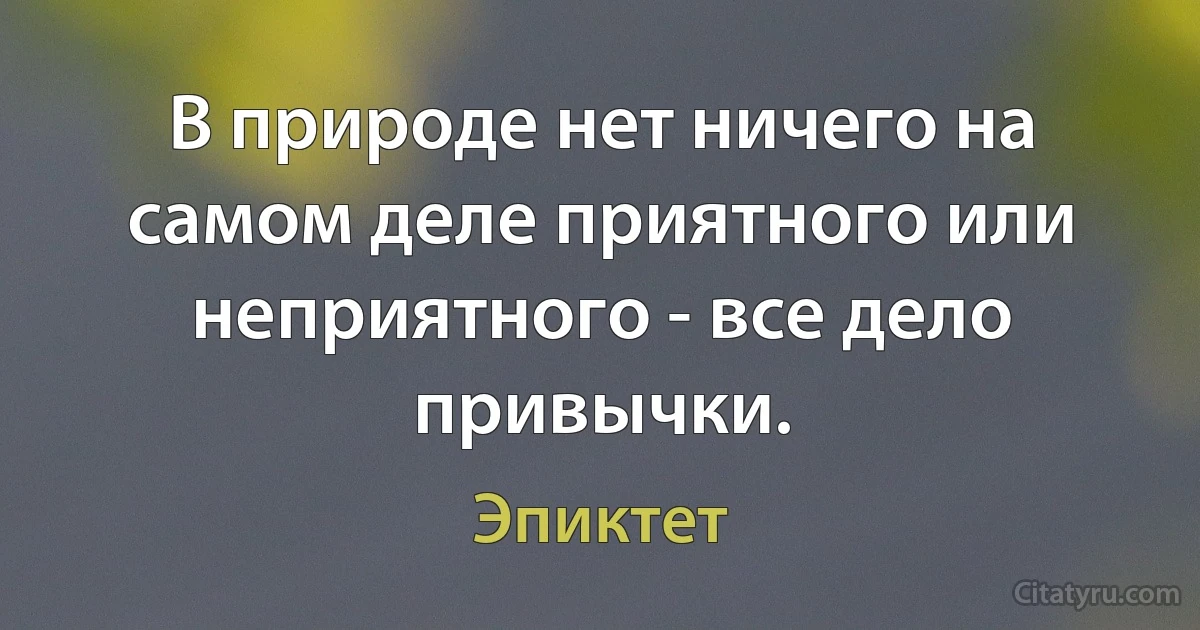 В природе нет ничего на самом деле приятного или неприятного - все дело привычки. (Эпиктет)