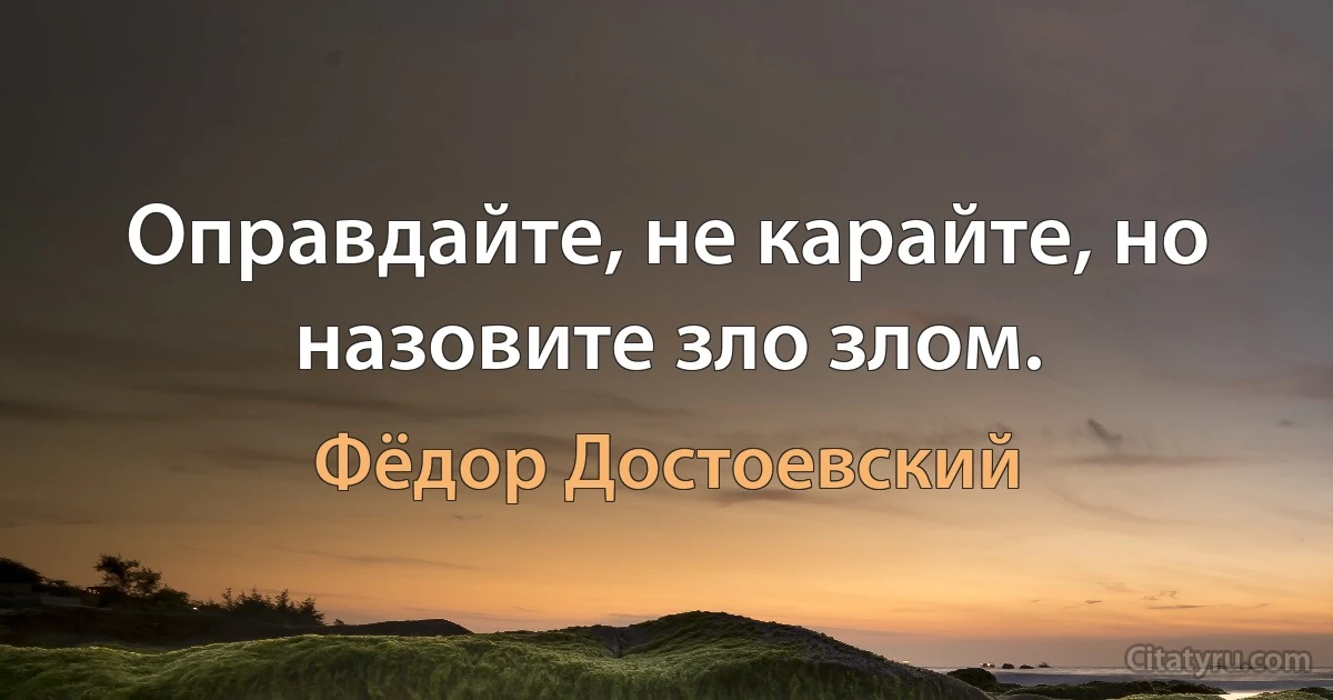 Оправдайте, не карайте, но назовите зло злом. (Фёдор Достоевский)