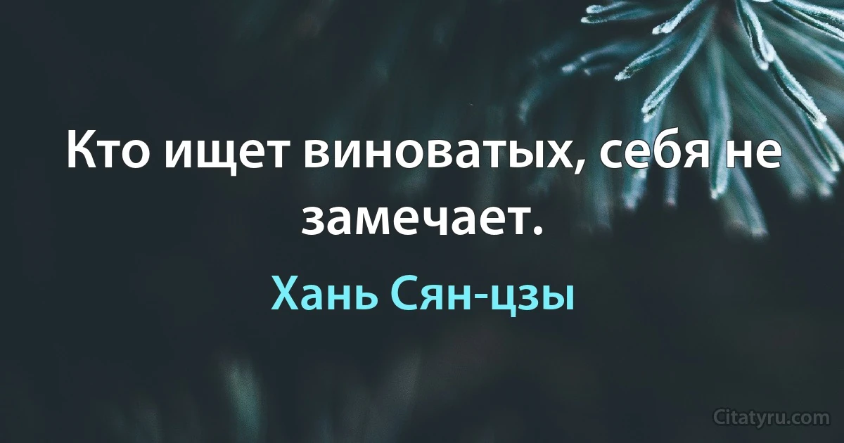 Кто ищет виноватых, себя не замечает. (Хань Сян-цзы)