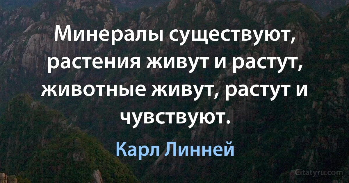 Минералы существуют, растения живут и растут, животные живут, растут и чувствуют. (Карл Линней)