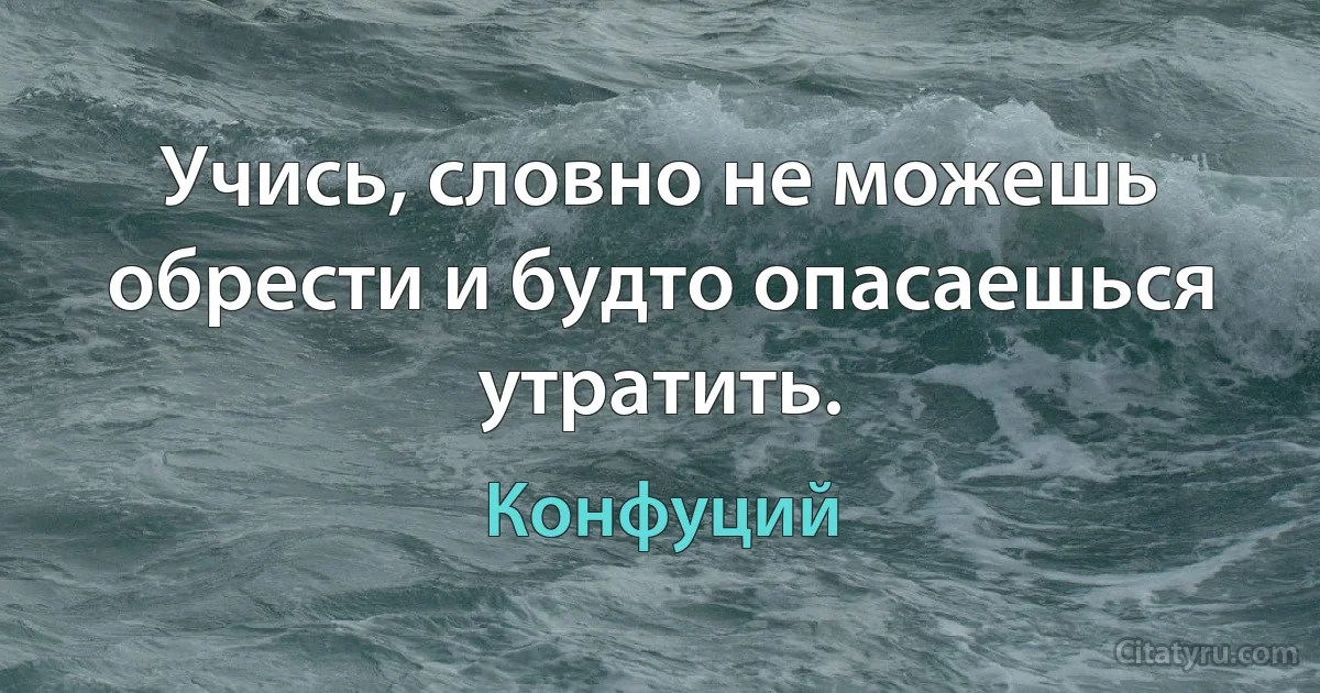 Учись, словно не можешь обрести и будто опасаешься утратить. (Конфуций)