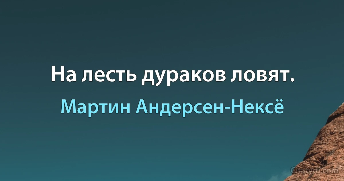 На лесть дураков ловят. (Мартин Андерсен-Нексё)