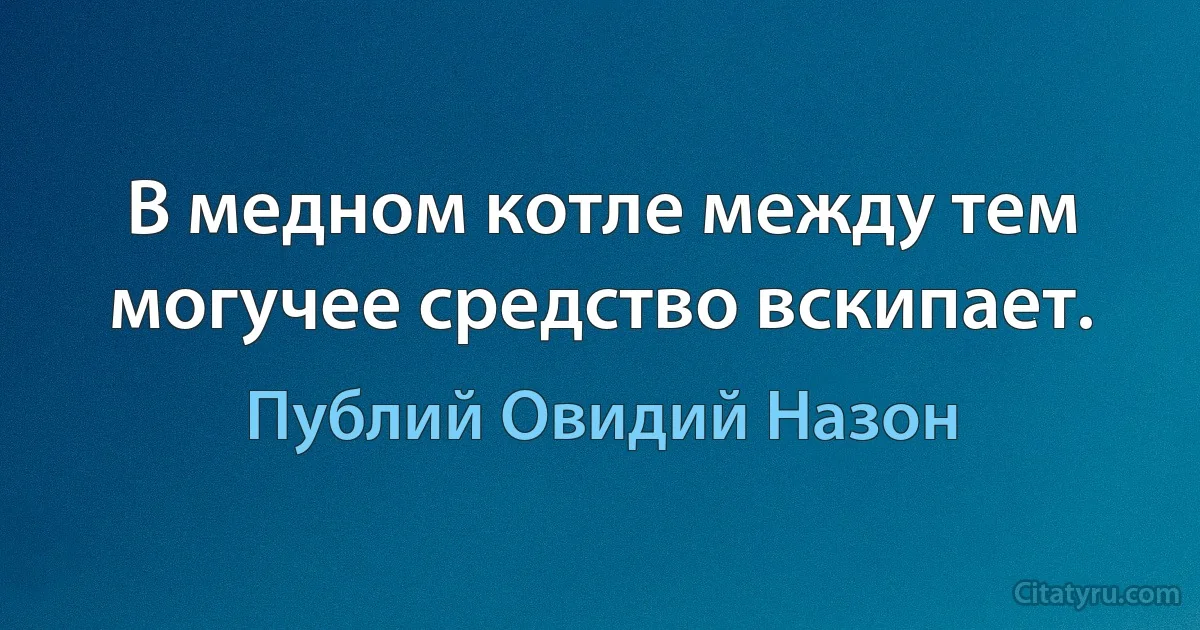 В медном котле между тем могучее средство вскипает. (Публий Овидий Назон)