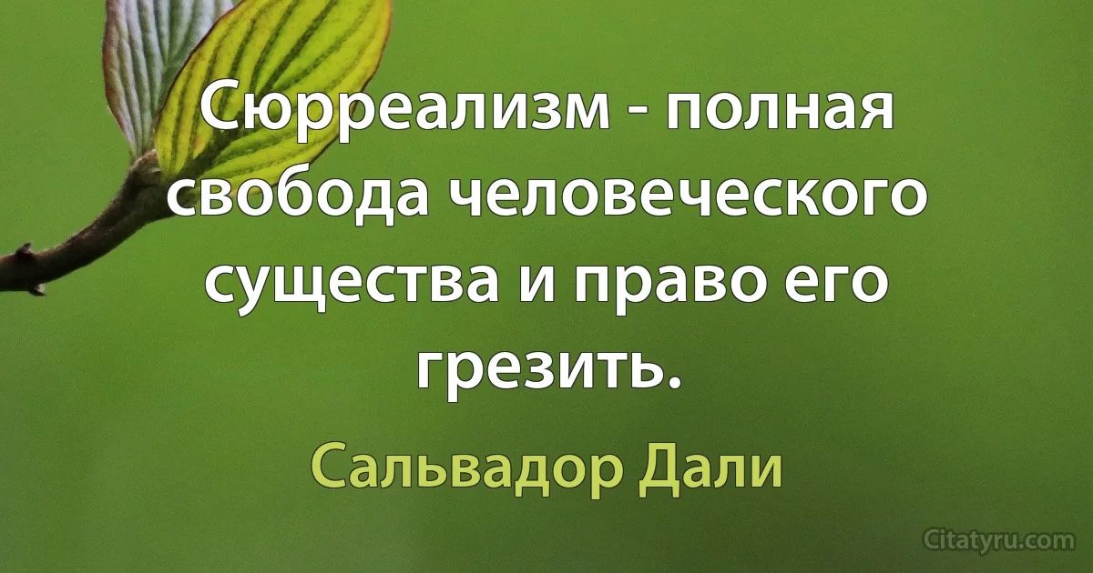 Сюрреализм - полная свобода человеческого существа и право его грезить. (Сальвадор Дали)