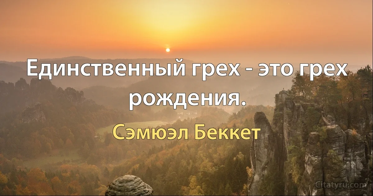 Единственный грех - это грех рождения. (Сэмюэл Беккет)