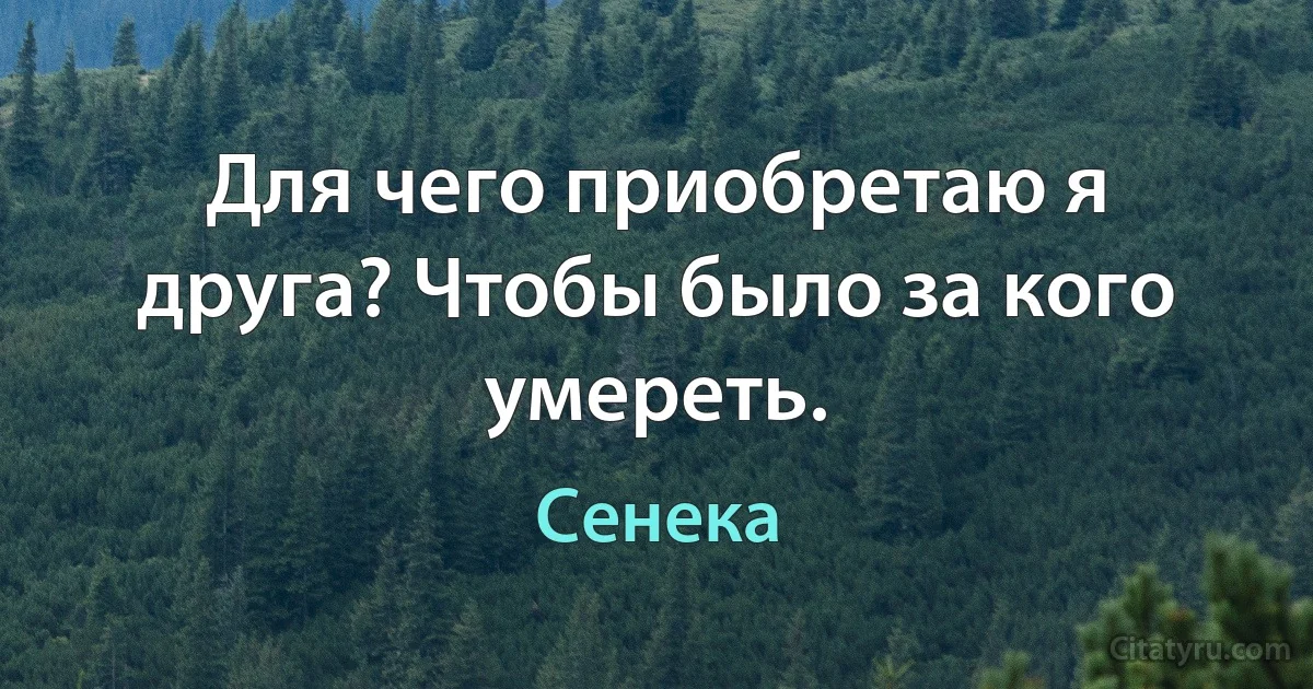 Для чего приобретаю я друга? Чтобы было за кого умереть. (Сенека)