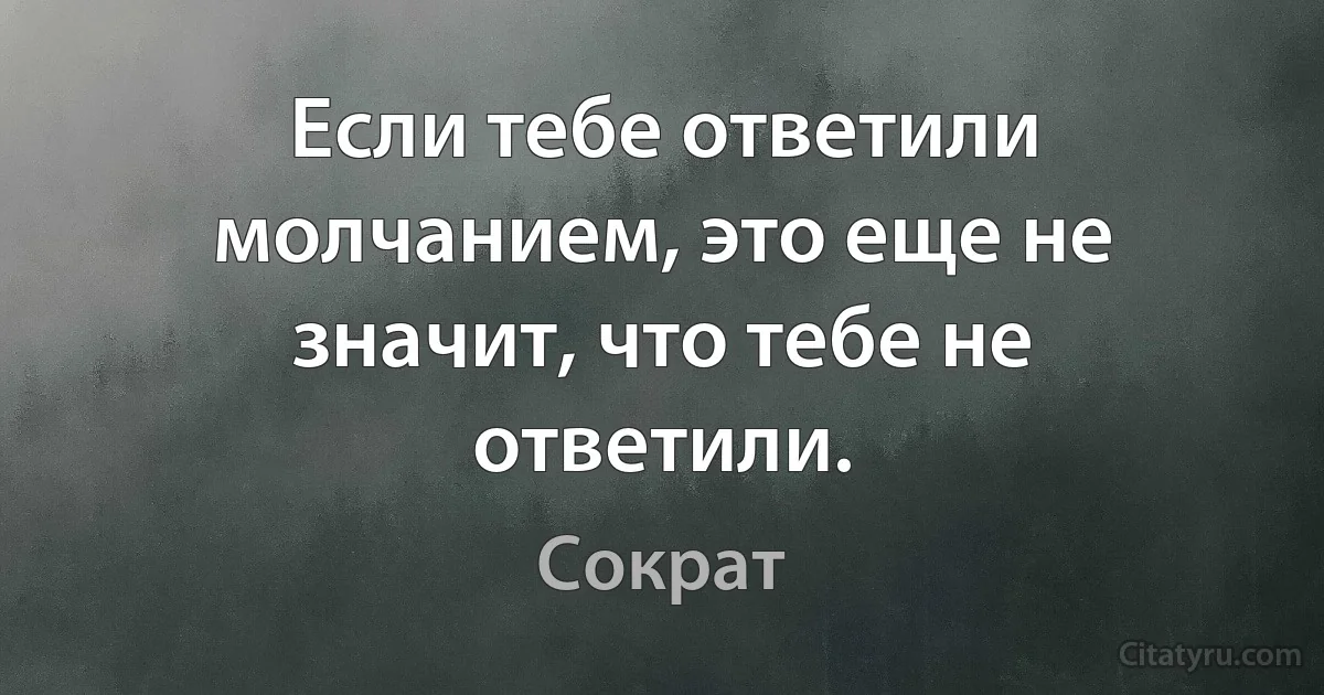 Если тебе ответили молчанием, это еще не значит, что тебе не ответили. (Сократ)