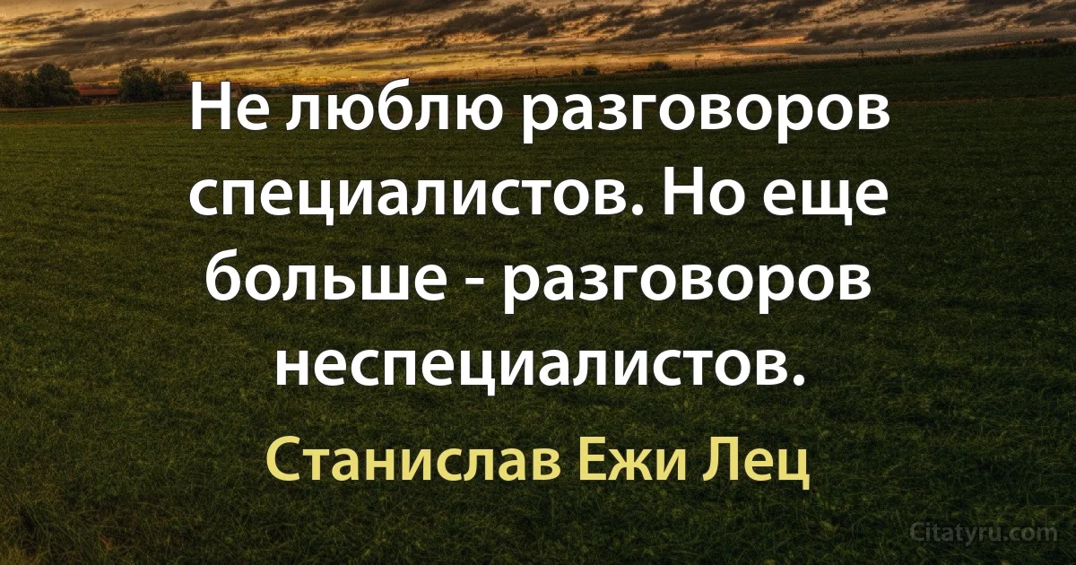 Не люблю разговоров специалистов. Но еще больше - разговоров неспециалистов. (Станислав Ежи Лец)