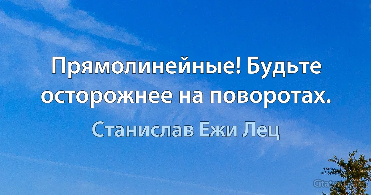 Прямолинейные! Будьте осторожнее на поворотах. (Станислав Ежи Лец)