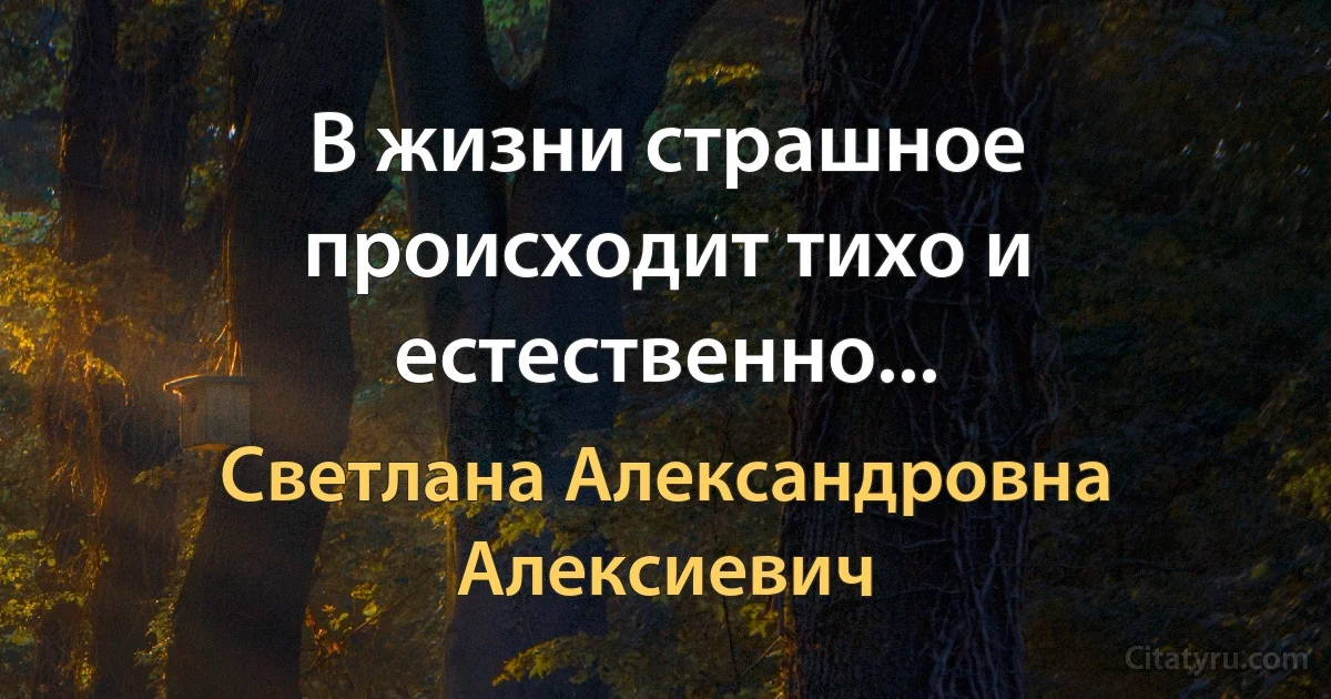 В жизни страшное происходит тихо и естественно... (Светлана Александровна Алексиевич)