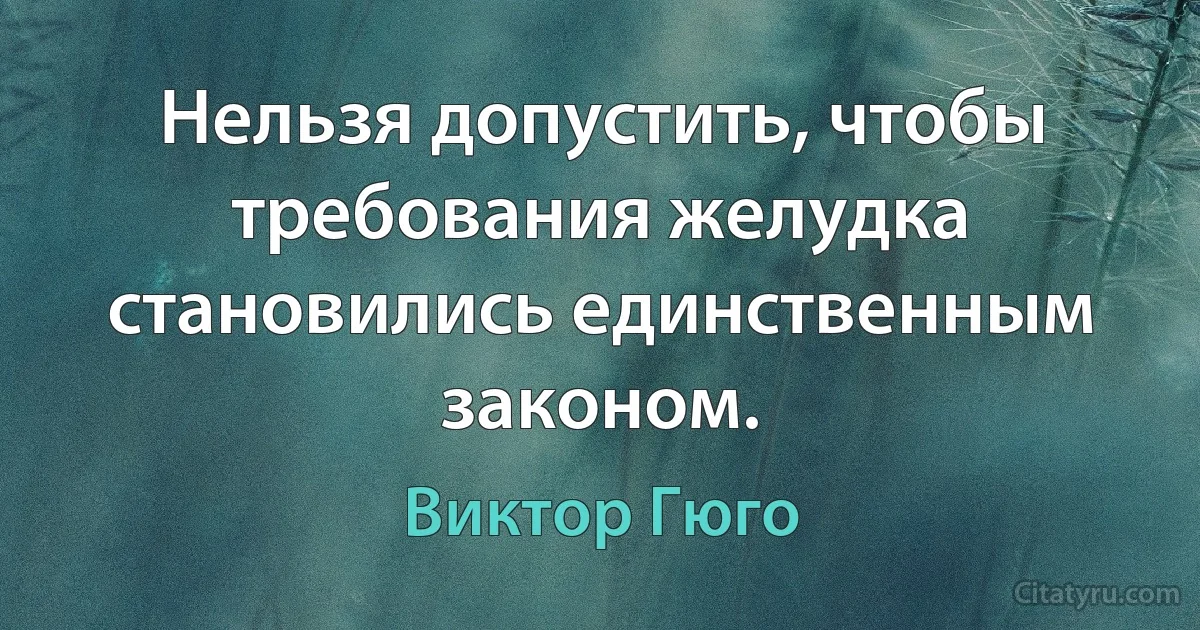 Нельзя допустить, чтобы требования желудка становились единственным законом. (Виктор Гюго)