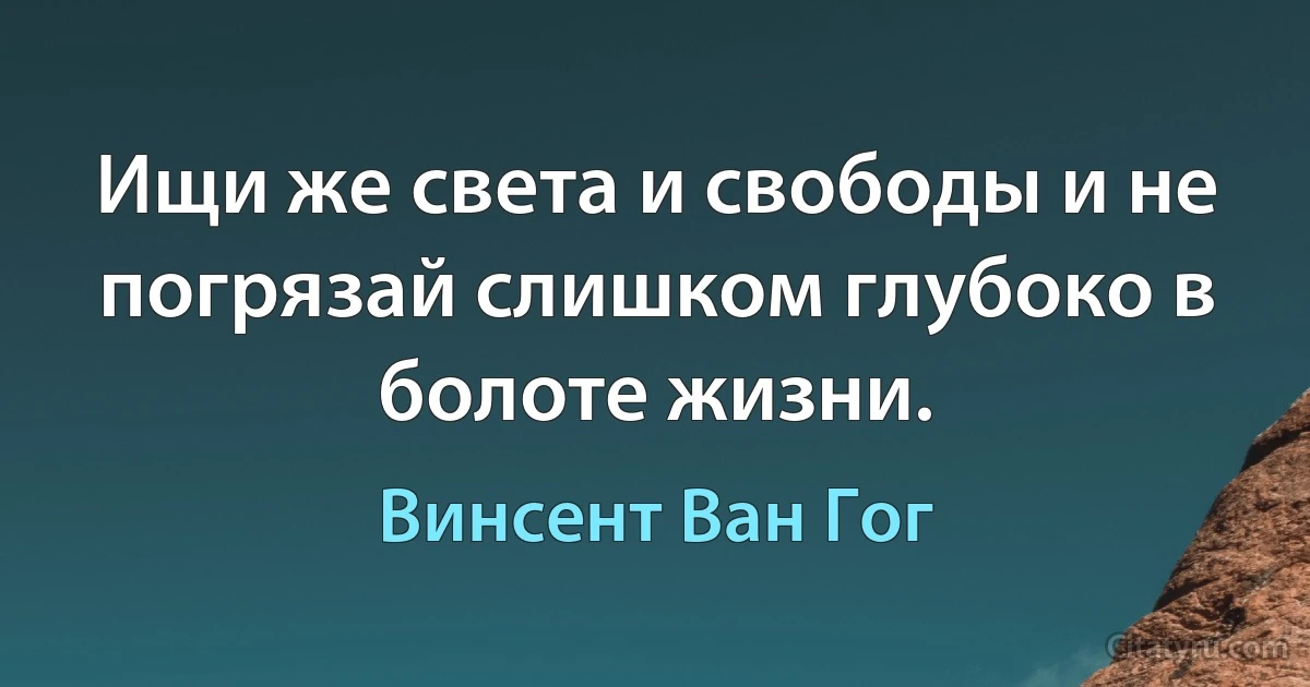 Ищи же света и свободы и не погрязай слишком глубоко в болоте жизни. (Винсент Ван Гог)