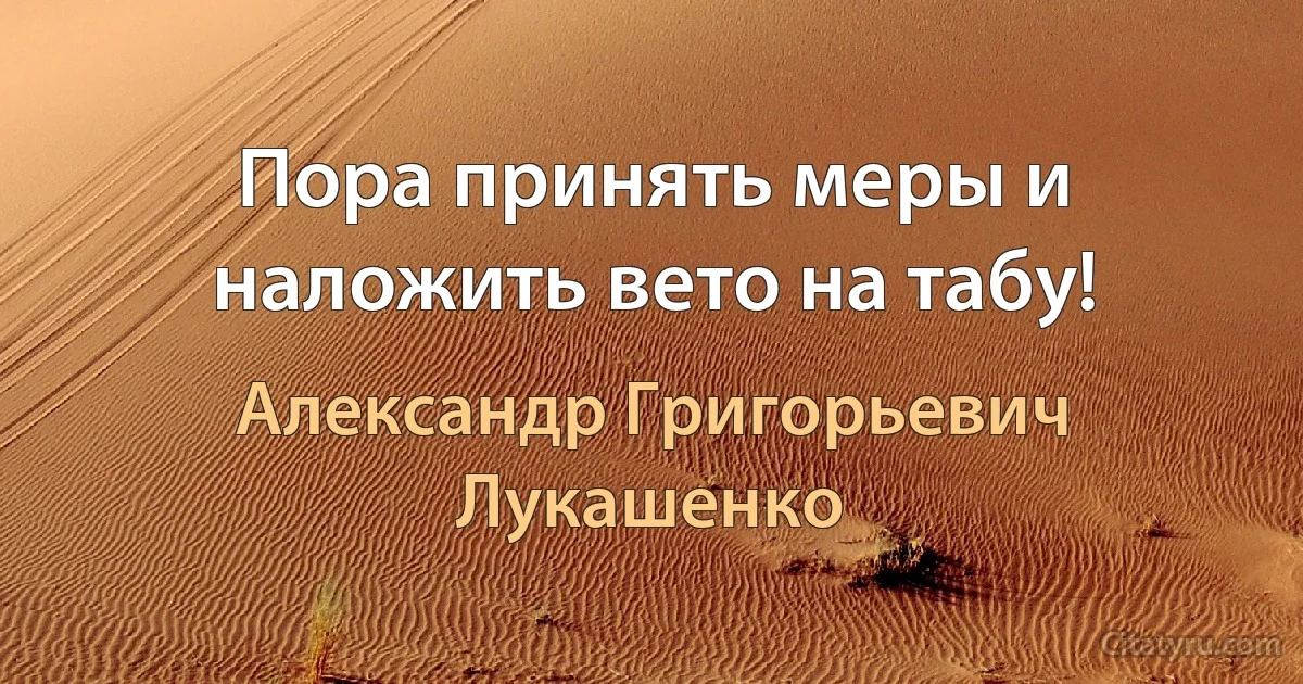 Пора принять меры и наложить вето на табу! (Александр Григорьевич Лукашенко)