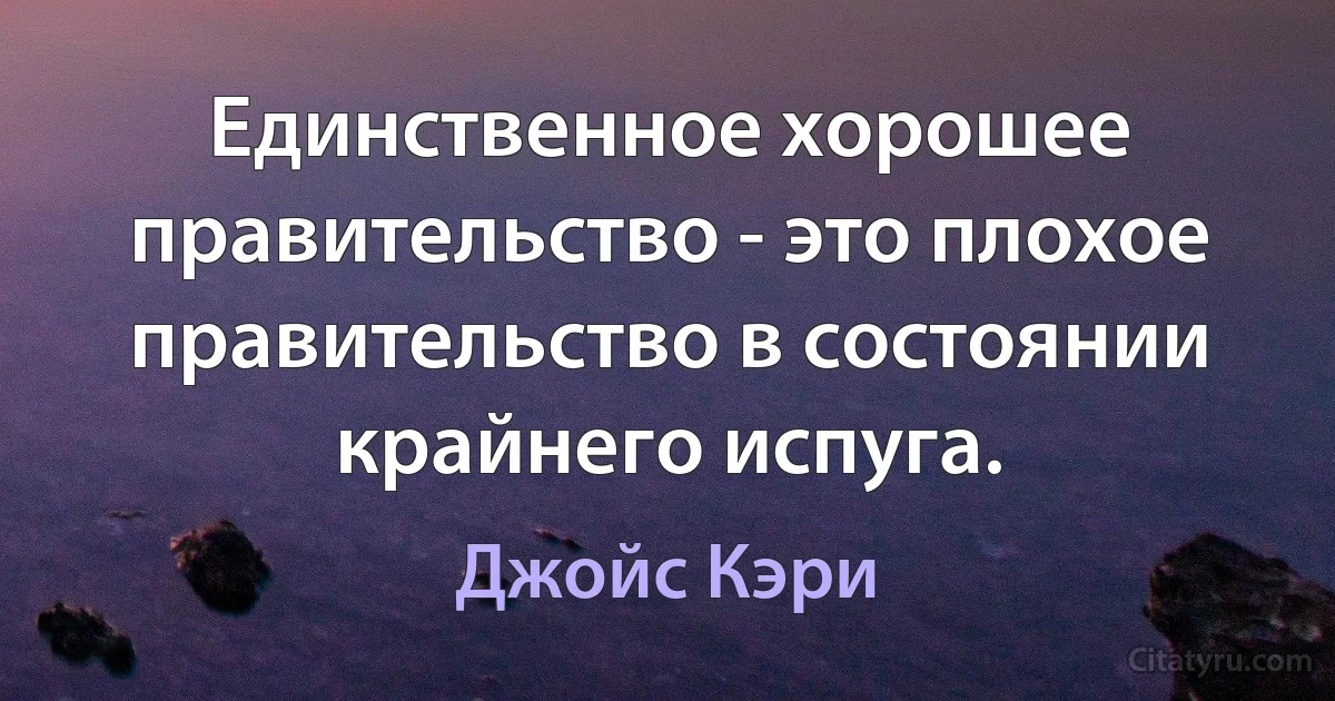 Единственное хорошее правительство - это плохое правительство в состоянии крайнего испуга. (Джойс Кэри)