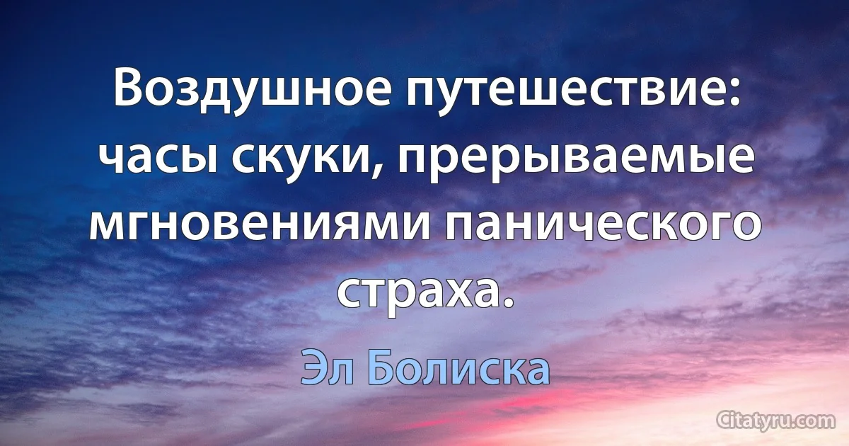 Воздушное путешествие: часы скуки, прерываемые мгновениями панического страха. (Эл Болиска)