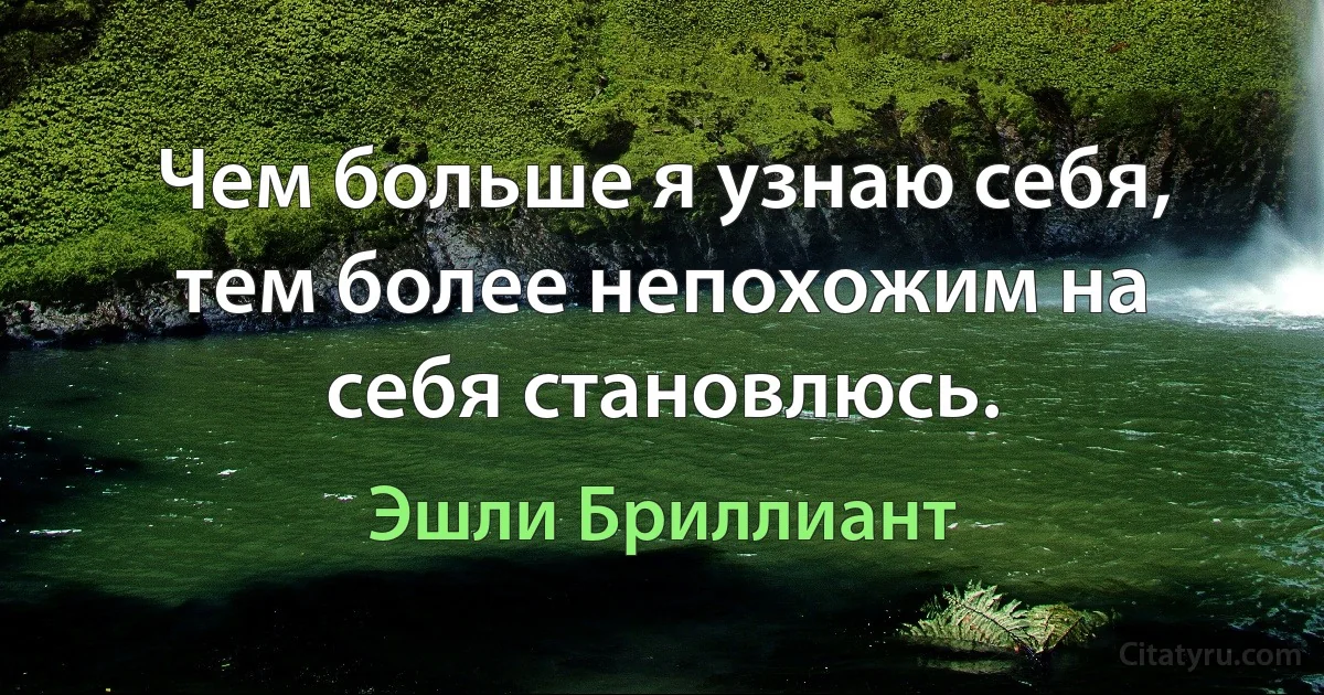 Чем больше я узнаю себя, тем более непохожим на себя становлюсь. (Эшли Бриллиант)