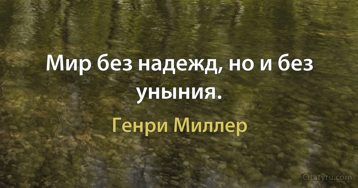 Мир без надежд, но и без уныния. (Генри Миллер)